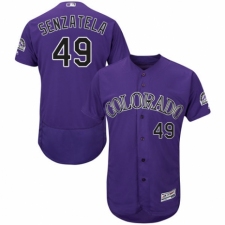 Men's Majestic Colorado Rockies #49 Antonio Senzatela Purple Alternate Flex Base Authentic Collection MLB Jersey