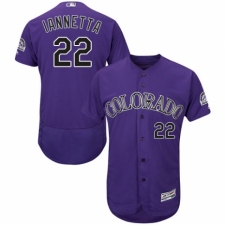 Men's Majestic Colorado Rockies #22 Chris Iannetta Purple Alternate Flex Base Authentic Collection MLB Jersey