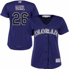 Women's Majestic Colorado Rockies #26 David Dahl Replica Purple Alternate 1 Cool Base MLB Jersey