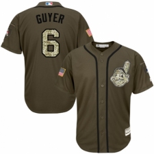 Youth Majestic Cleveland Indians #6 Brandon Guyer Authentic Green Salute to Service MLB Jersey