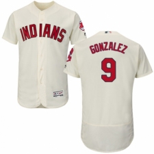 Men's Majestic Cleveland Indians #9 Erik Gonzalez Cream Alternate Flex Base Authentic Collection MLB Jersey