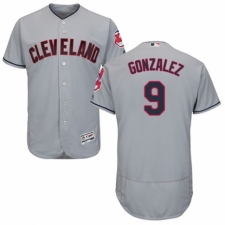 Men's Majestic Cleveland Indians #9 Erik Gonzalez Grey Road Flex Base Authentic Collection MLB Jersey
