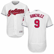 Men's Majestic Cleveland Indians #9 Erik Gonzalez White Home Flex Base Authentic Collection MLB Jersey