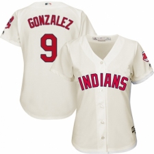 Women's Majestic Cleveland Indians #9 Erik Gonzalez Authentic Cream Alternate 2 Cool Base MLB Jersey