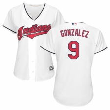 Women's Majestic Cleveland Indians #9 Erik Gonzalez Authentic White Home Cool Base MLB Jersey