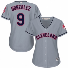 Women's Majestic Cleveland Indians #9 Erik Gonzalez Replica Grey Road Cool Base MLB Jersey