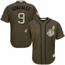 Youth Majestic Cleveland Indians #9 Erik Gonzalez Authentic Green Salute to Service MLB Jersey
