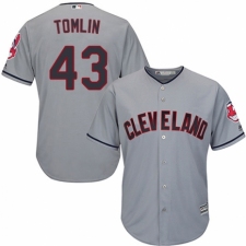 Youth Majestic Cleveland Indians #43 Josh Tomlin Authentic Grey Road Cool Base MLB Jersey