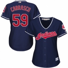 Women's Majestic Cleveland Indians #59 Carlos Carrasco Authentic Navy Blue Alternate 1 Cool Base MLB Jersey