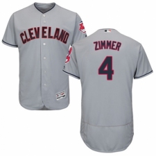 Men's Majestic Cleveland Indians #4 Bradley Zimmer Grey Road Flex Base Authentic Collection MLB Jersey