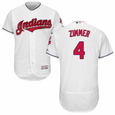 Men's Majestic Cleveland Indians #4 Bradley Zimmer White Home Flex Base Authentic Collection MLB Jersey