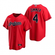 Men's Nike Cleveland Indians #4 Bradley Zimmer Red Alternate Stitched Baseball Jersey