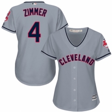 Women's Majestic Cleveland Indians #4 Bradley Zimmer Authentic Grey Road Cool Base MLB Jersey