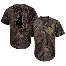 Youth Majestic Cleveland Indians #4 Bradley Zimmer Authentic Camo Realtree Collection Flex Base MLB Jersey