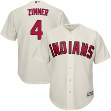 Youth Majestic Cleveland Indians #4 Bradley Zimmer Authentic Cream Alternate 2 Cool Base MLB Jersey