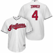 Youth Majestic Cleveland Indians #4 Bradley Zimmer Authentic White Home Cool Base MLB Jersey