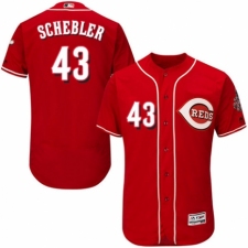 Men's Majestic Cincinnati Reds #43 Scott Schebler Red Alternate Flex Base Authentic Collection MLB Jersey