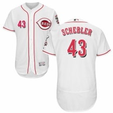 Men's Majestic Cincinnati Reds #43 Scott Schebler White Home Flex Base Authentic Collection MLB Jersey