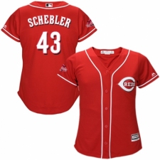 Women's Majestic Cincinnati Reds #43 Scott Schebler Authentic Red Alternate Cool Base MLB Jersey