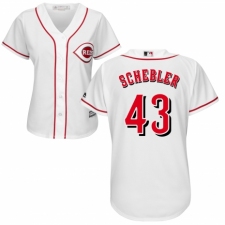 Women's Majestic Cincinnati Reds #43 Scott Schebler Authentic White Home Cool Base MLB Jersey