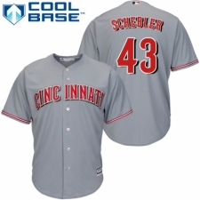 Youth Majestic Cincinnati Reds #43 Scott Schebler Authentic Grey Road Cool Base MLB Jersey