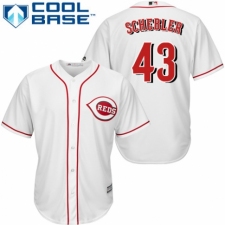 Youth Majestic Cincinnati Reds #43 Scott Schebler Authentic White Home Cool Base MLB Jersey