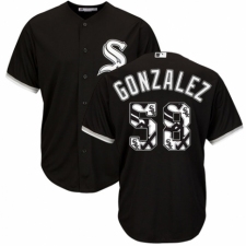 Men's Majestic Chicago White Sox #58 Miguel Gonzalez Authentic Black Team Logo Fashion Cool Base MLB Jersey