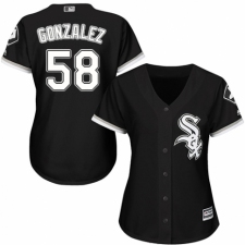 Women's Majestic Chicago White Sox #58 Miguel Gonzalez Authentic Black Alternate Home Cool Base MLB Jersey
