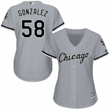 Women's Majestic Chicago White Sox #58 Miguel Gonzalez Authentic Grey Road Cool Base MLB Jersey