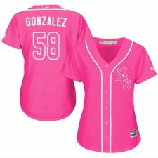 Women's Majestic Chicago White Sox #58 Miguel Gonzalez Authentic Pink Fashion Cool Base MLB Jersey
