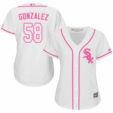 Women's Majestic Chicago White Sox #58 Miguel Gonzalez Replica White Fashion Cool Base MLB Jersey