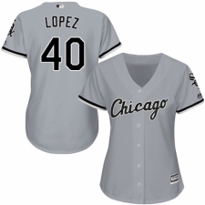 Women's Majestic Chicago White Sox #40 Reynaldo Lopez Replica Grey Road Cool Base MLB Jersey