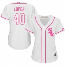Women's Majestic Chicago White Sox #40 Reynaldo Lopez Replica White Fashion Cool Base MLB Jersey