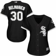Women's Majestic Chicago White Sox #30 Nicky Delmonico Replica Black Alternate Home Cool Base MLB Jersey