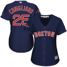 Women's Majestic Boston Red Sox #25 Tony Conigliaro Authentic Navy Blue Alternate Road 2018 World Series Champions MLB Jersey