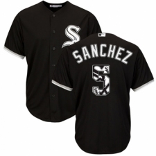 Men's Majestic Chicago White Sox #5 Yolmer Sanchez Authentic Black Team Logo Fashion Cool Base MLB Jersey