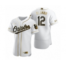 Men Baltimore Orioles #12 Roberto Alomar Nike White Authentic Golden Edition Jersey