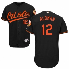 Men's Majestic Baltimore Orioles #12 Roberto Alomar Black Alternate Flex Base Authentic Collection MLB Jersey