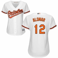 Women's Majestic Baltimore Orioles #12 Roberto Alomar Replica White Home Cool Base MLB Jersey