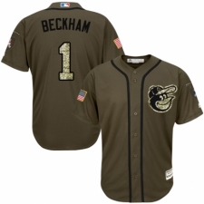 Men's Majestic Baltimore Orioles #1 Tim Beckham Authentic Green Salute to Service MLB Jersey