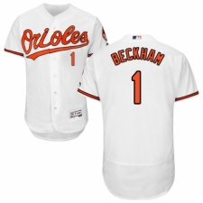 Men's Majestic Baltimore Orioles #1 Tim Beckham White Home Flex Base Authentic Collection MLB Jersey
