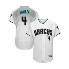Men's Arizona Diamondbacks #4 Ketel Marte White Teal Alternate Authentic Collection Flex Base Baseball Jersey