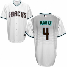 Men's Majestic Arizona Diamondbacks #4 Ketel Marte Authentic White/Capri Cool Base MLB Jersey