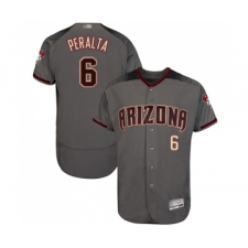 Men's Arizona Diamondbacks #6 David Peralta Grey Road Authentic Collection Flex Base Baseball Jersey