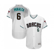 Men's Arizona Diamondbacks #6 David Peralta White Teal Alternate Authentic Collection Flex Base Baseball Jersey