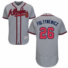 Men's Majestic Atlanta Braves #26 Mike Foltynewicz Grey Road Flex Base Authentic Collection MLB Jersey