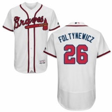 Men's Majestic Atlanta Braves #26 Mike Foltynewicz White Home Flex Base Authentic Collection MLB Jersey