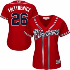 Women's Majestic Atlanta Braves #26 Mike Foltynewicz Authentic Red Alternate Cool Base MLB Jersey