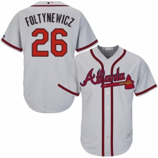 Youth Majestic Atlanta Braves #26 Mike Foltynewicz Authentic Grey Road Cool Base MLB Jersey