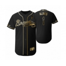 Men's 2019 Golden Edition Atlanta Braves Black #1 Ozzie Albies Flex Base Jersey